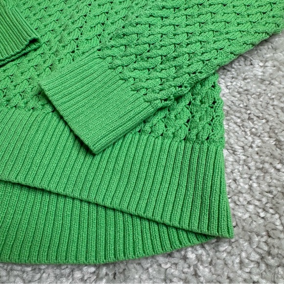 Talbots Plus OPEN STITCH V-NECK SWEATER in GREEN. 2X - Picture 8 of 10
